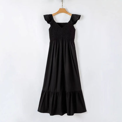 Robe maxi pour femmes avec des détails volumineux en volants et une volante colorée Chic und Stil
