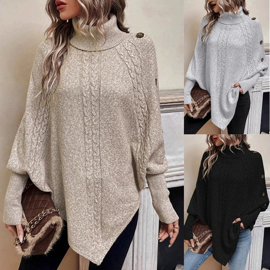 Pull oversized pour femmes avec col montant et design de tresse décoratif Chic und Stil