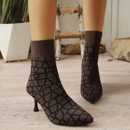 Bottes pour dames en limitiée avec des chaussures à chaussettes et un talon élégant Chic und Stil