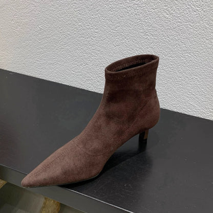 Dames Bottines Élégantes en Daim Doux avec Talon Aiguille Tendance Chic und Stil