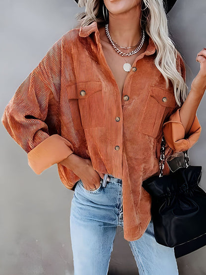 Veste en corduroy pour femmes avec poches poitrine doubles Chic und Stil