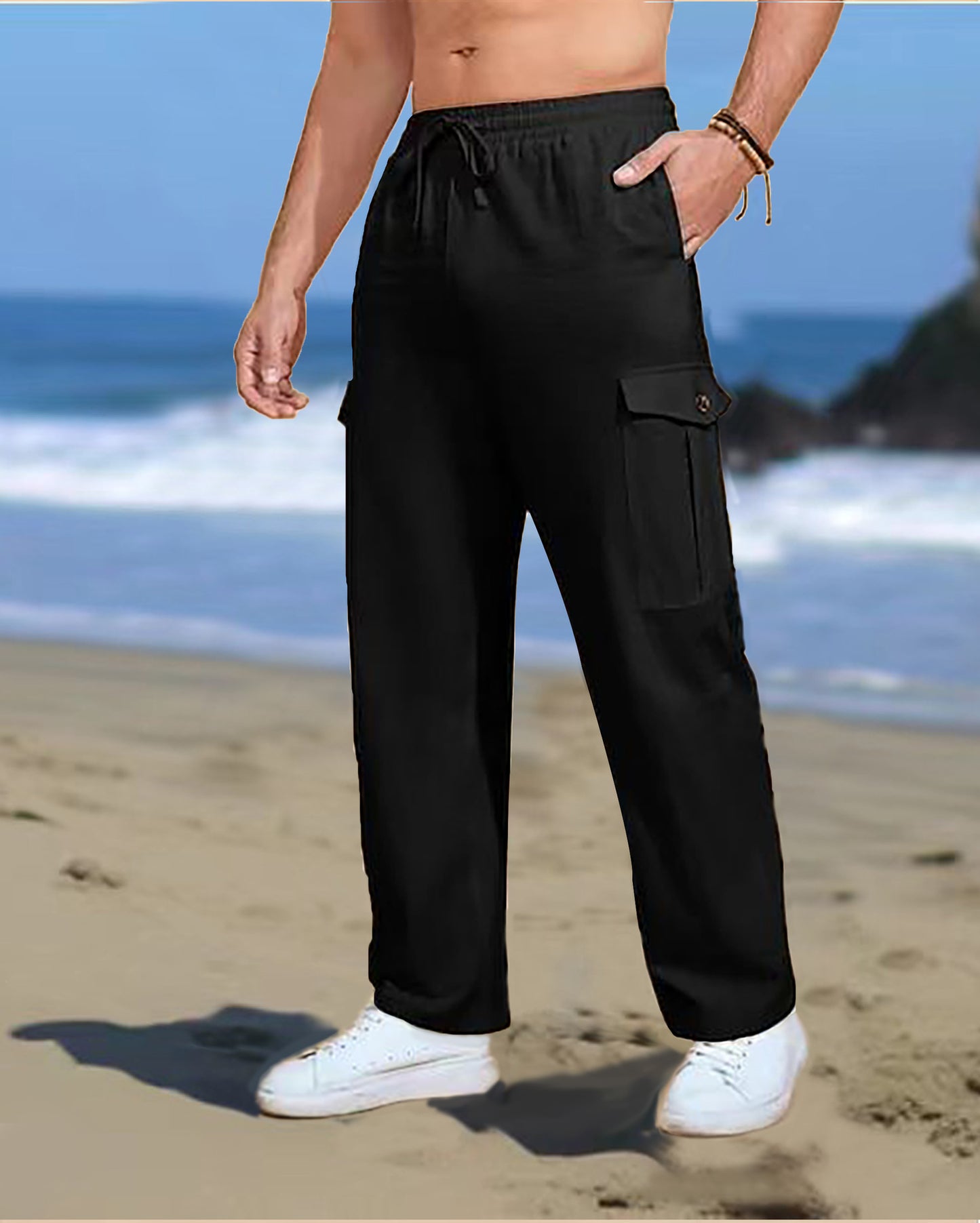 Pantalon cargo outdoor pour hommes avec taille ajustable et poches latérales fonctionnelles Chic und Stil