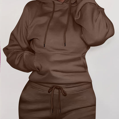 Women's Comfortable Hoodie with Kangaroo Pocket and Elastic Waist - Chic and Stylish