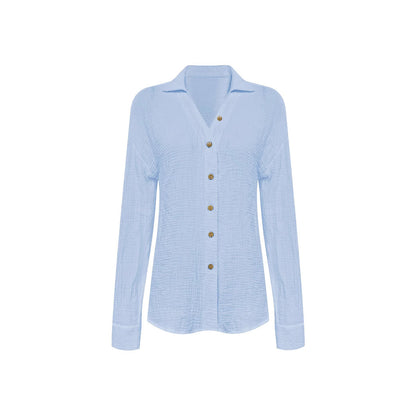 Blouse décontractée pour femmes avec détails de boutons et décolleté en V moderne Chic und Stil