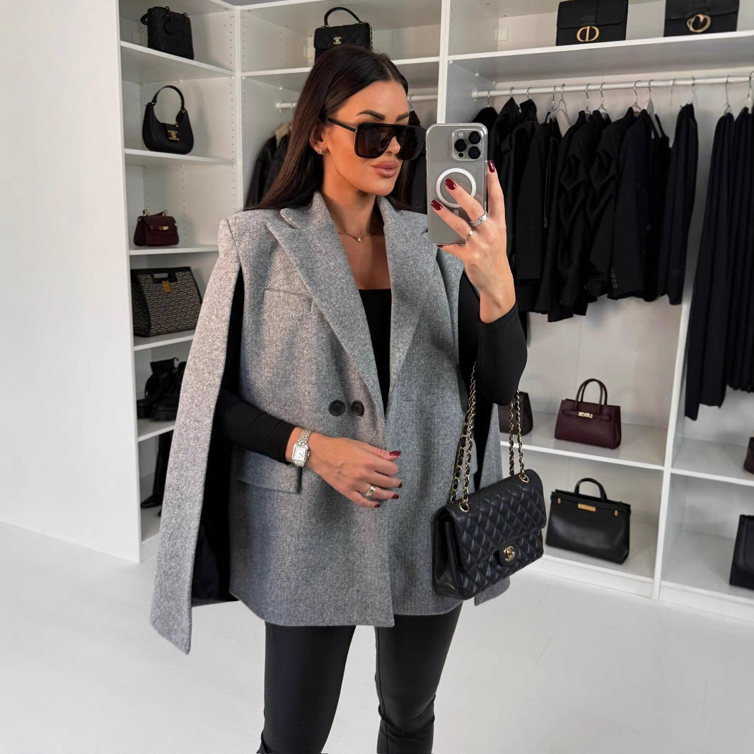 Oversized jacket for women with cape design and modern details Chic and Style