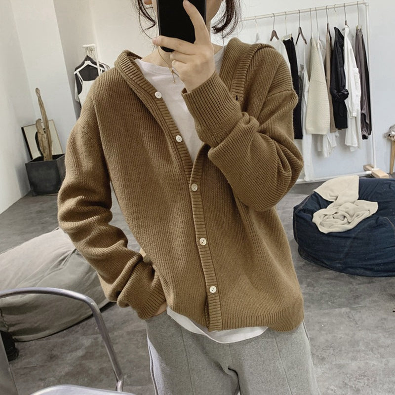 Dames cardigan tricot décontracté avec décolleté en V deep et grands détails de bouton Chic und Stil