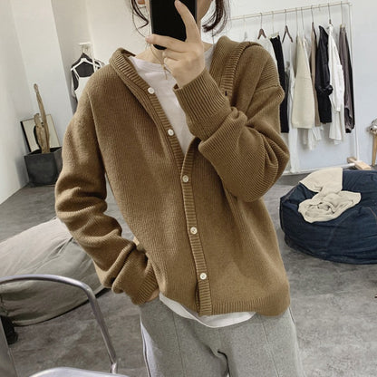 Dames cardigan tricot décontracté avec décolleté en V deep et grands détails de bouton Chic und Stil