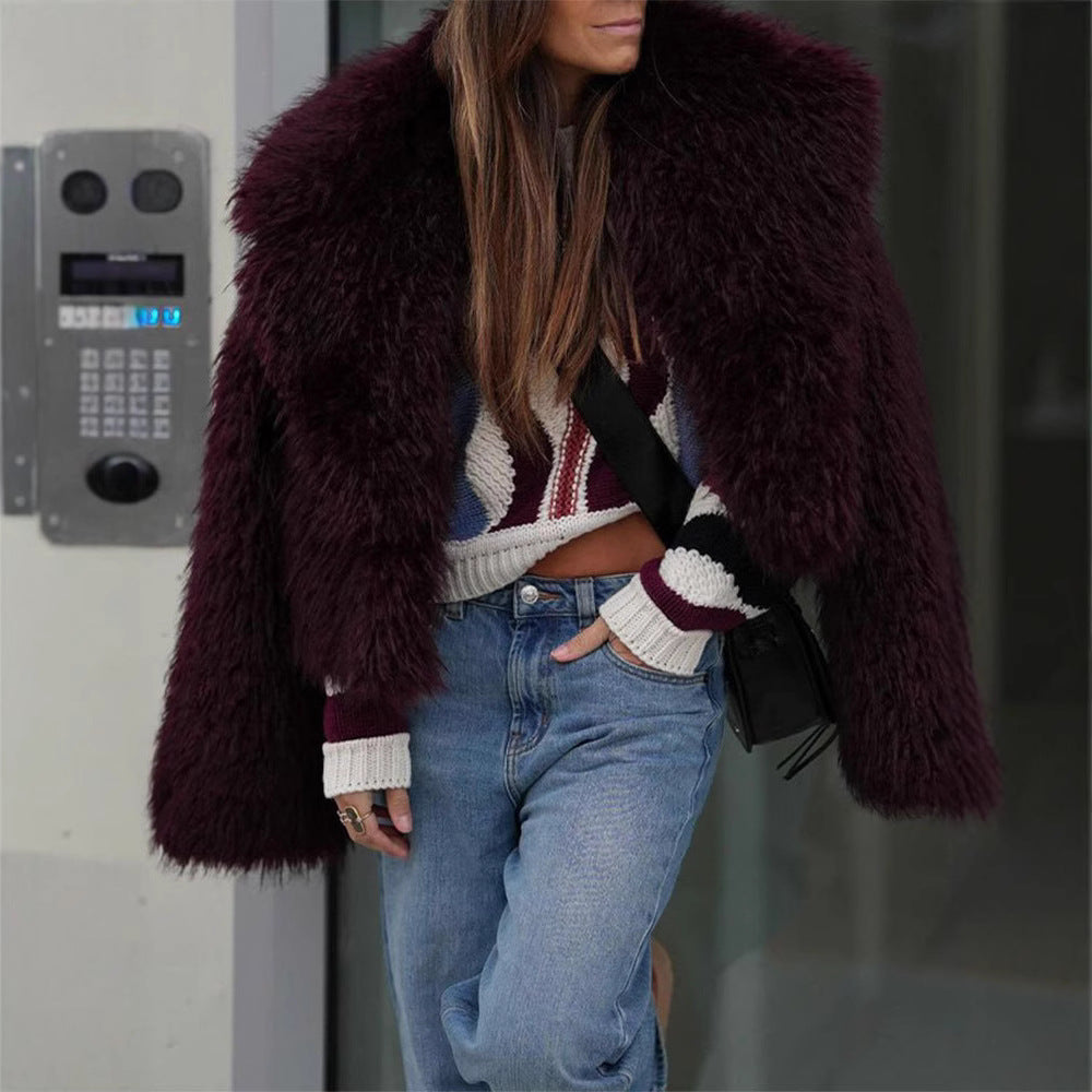 Oversized faux fur jacket for women Chic und Stil