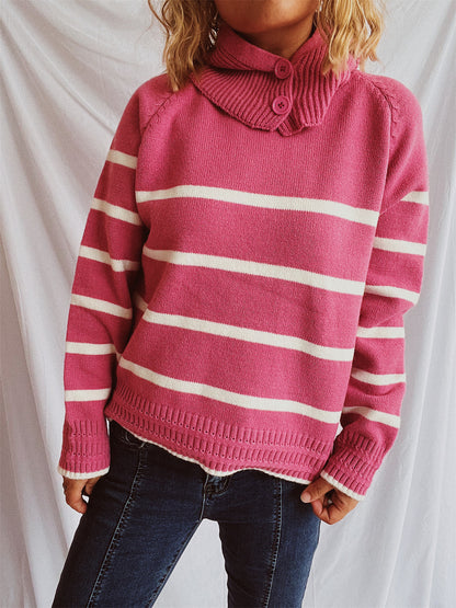 Pull décontracté pour femmes avec col structuré et motif rayé tendance Chic und Stil