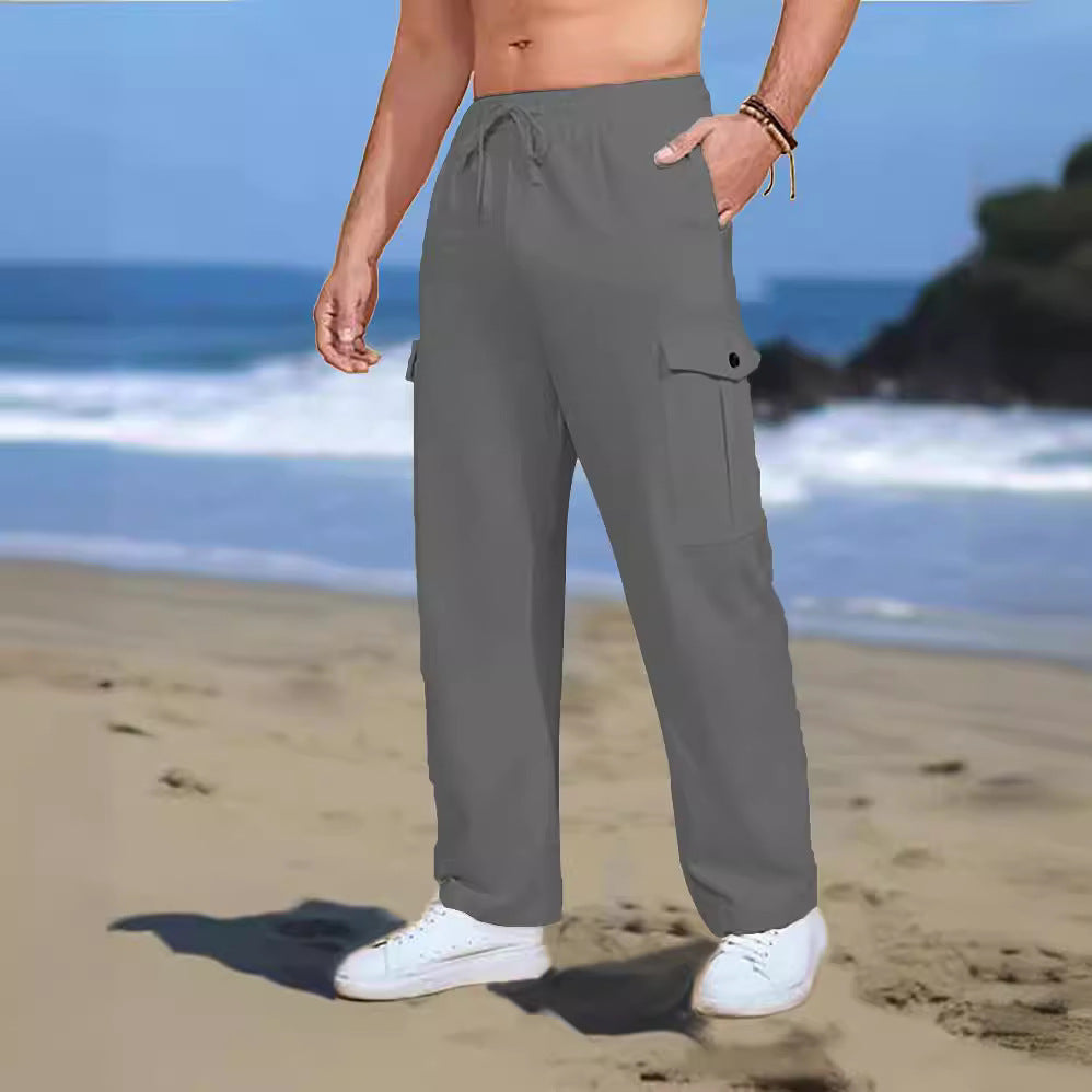 Casual cargo pants for men with elastic waistband and practical side pockets Chic and Style