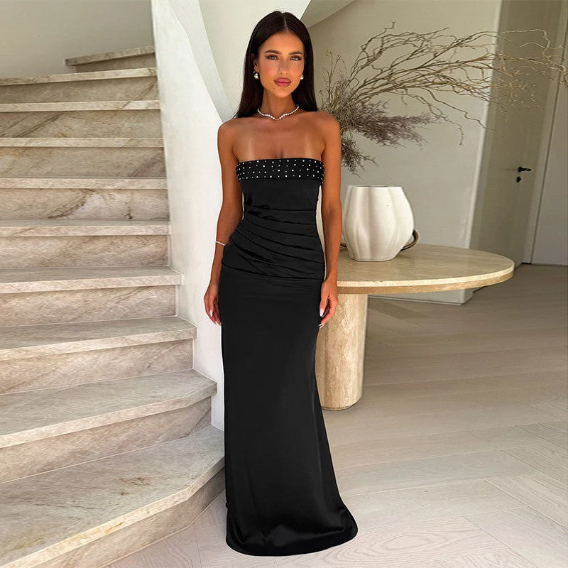 Dames élégante sans bretelles Satin-Gala Chic und Stil