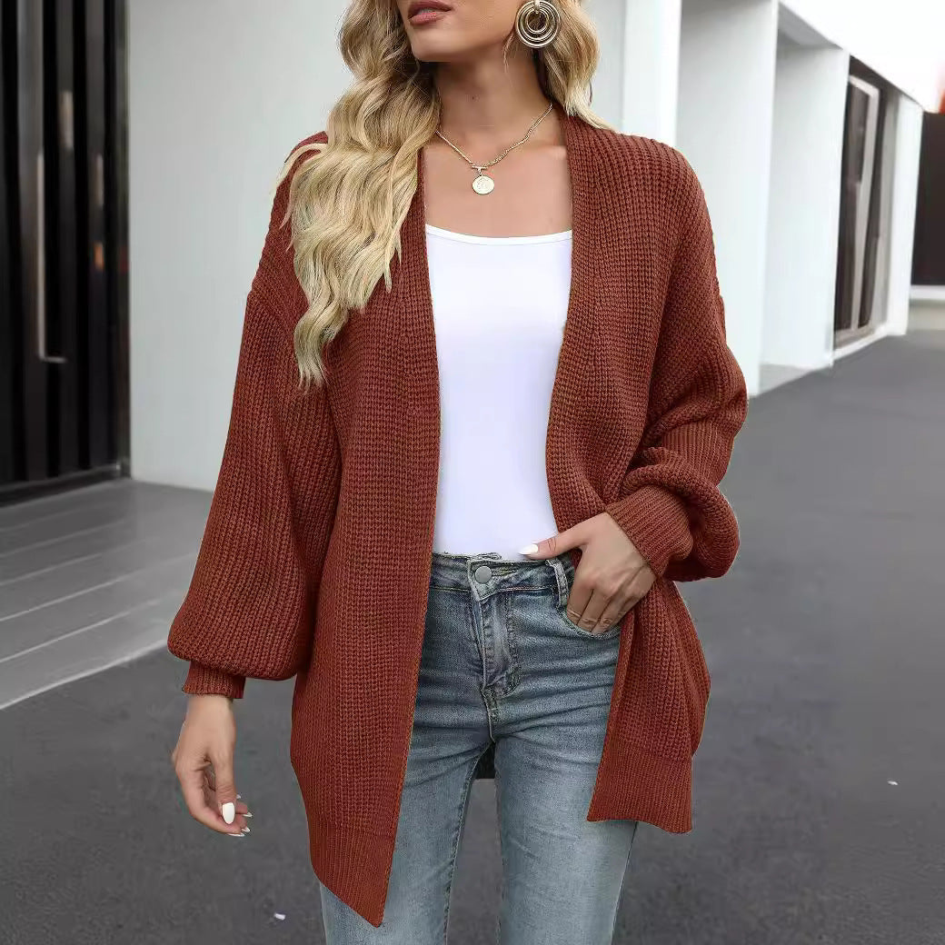 Dames Cardigan en gros tricot délicat avec des manches chatoyantes Chic und Stil