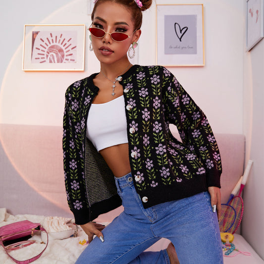 Dames cardigan avec motif floral et coupe confortable Chic und Stil