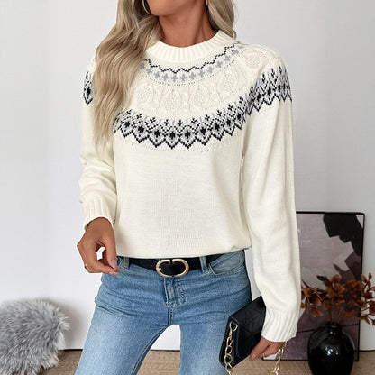 Pull en tricot pour femmes avec motif norvégien traditionnel Chic und Stil