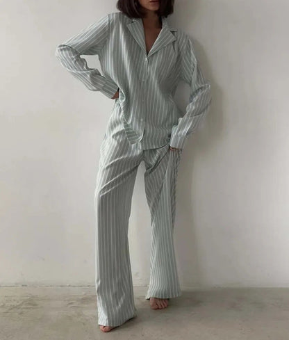 Dames Ensemble de Pyjama Rayé Luxueux Chic und Stil