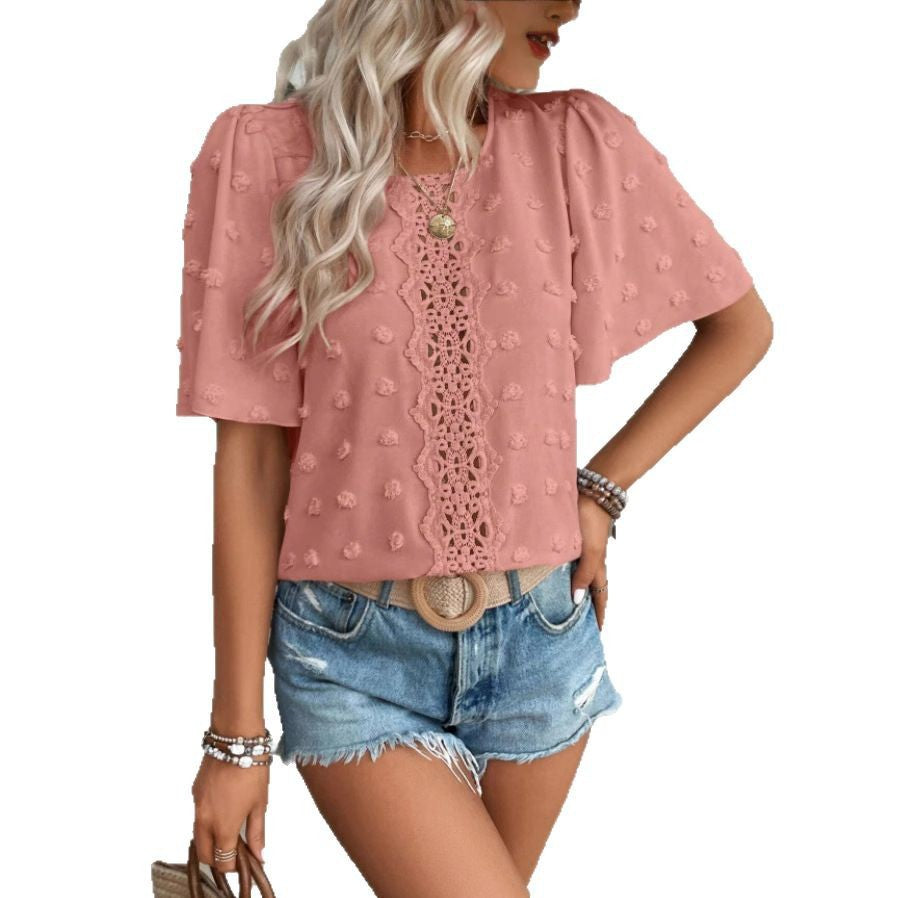 Dames Blouse Fluide Brodée Chic und Stil