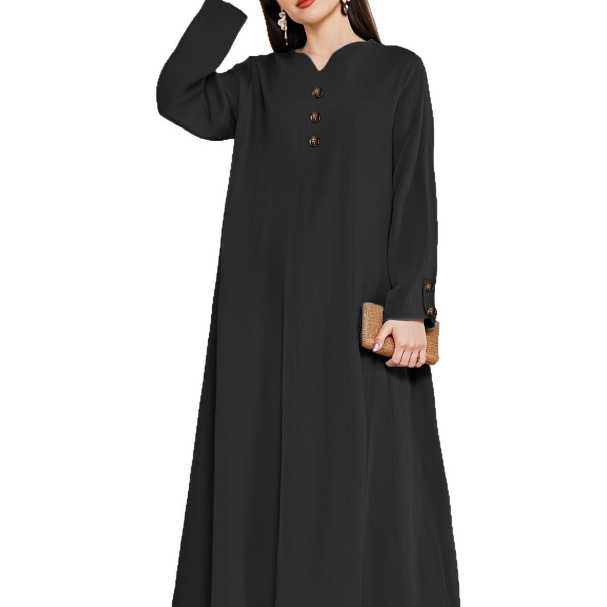 Robe maxi femme avec une élégante patte de boutonnage Chic und Stil