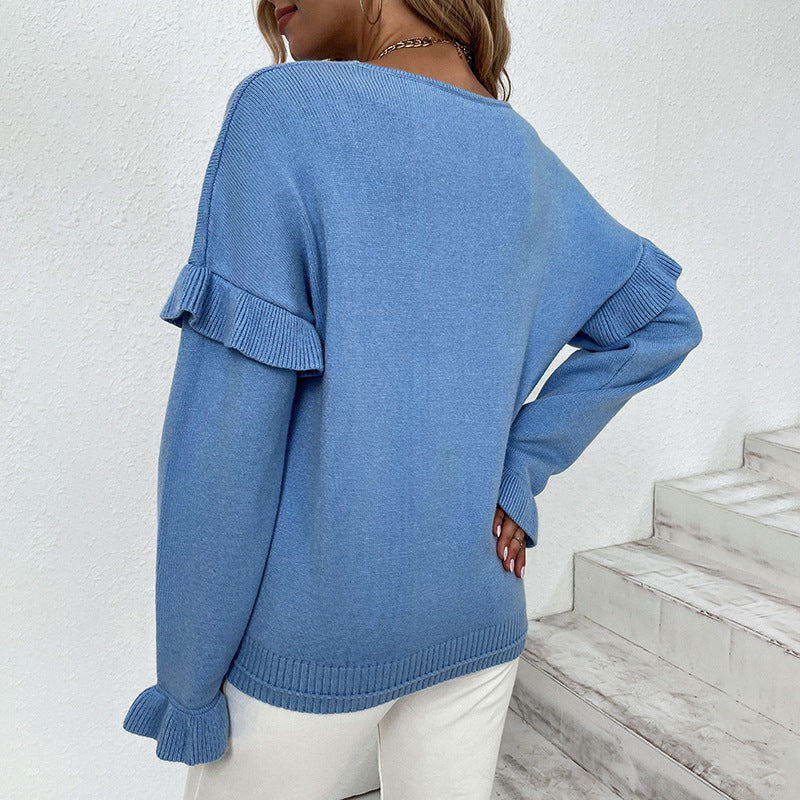 Pull élégant pour femmes avec des détails froncés et un décolleté en V Chic und Stil