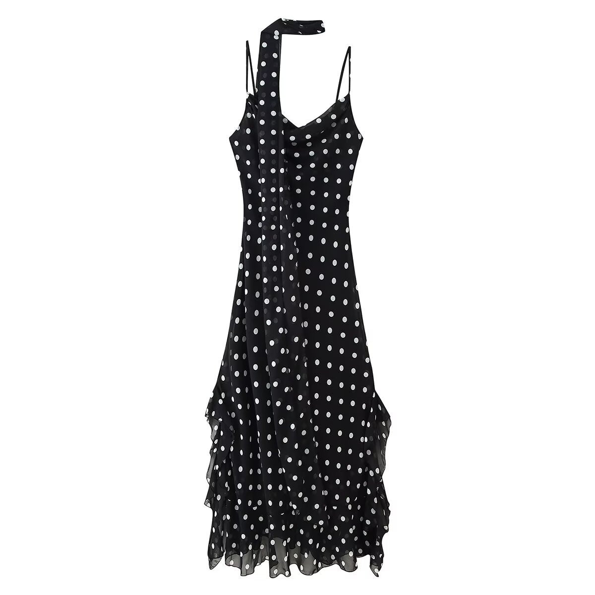 Robe d'été pour femmes avec un design à pois ludique et un ourlet froncé raffiné Chic und Stil