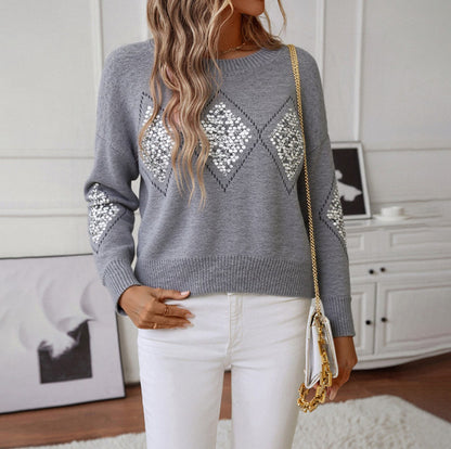 Dames Pull scintillant avec motif en diamant Chic und Stil
