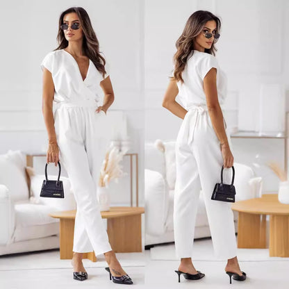 Dames combine à jambes larges à enroulement devant Chic und Stil