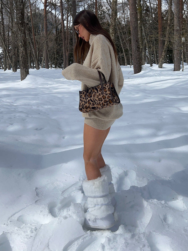Pull oversized en tricot pour femmes avec col montant Chic und Stil