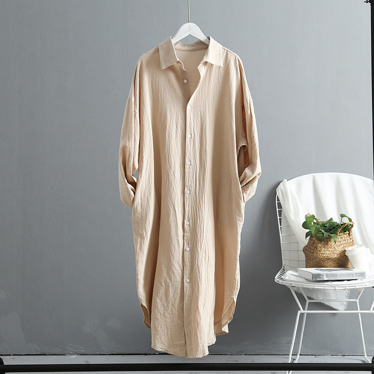 Robe chemise à manches longues pour femmes avec des détails de boutons classiques et des manches raglan Chic und Stil