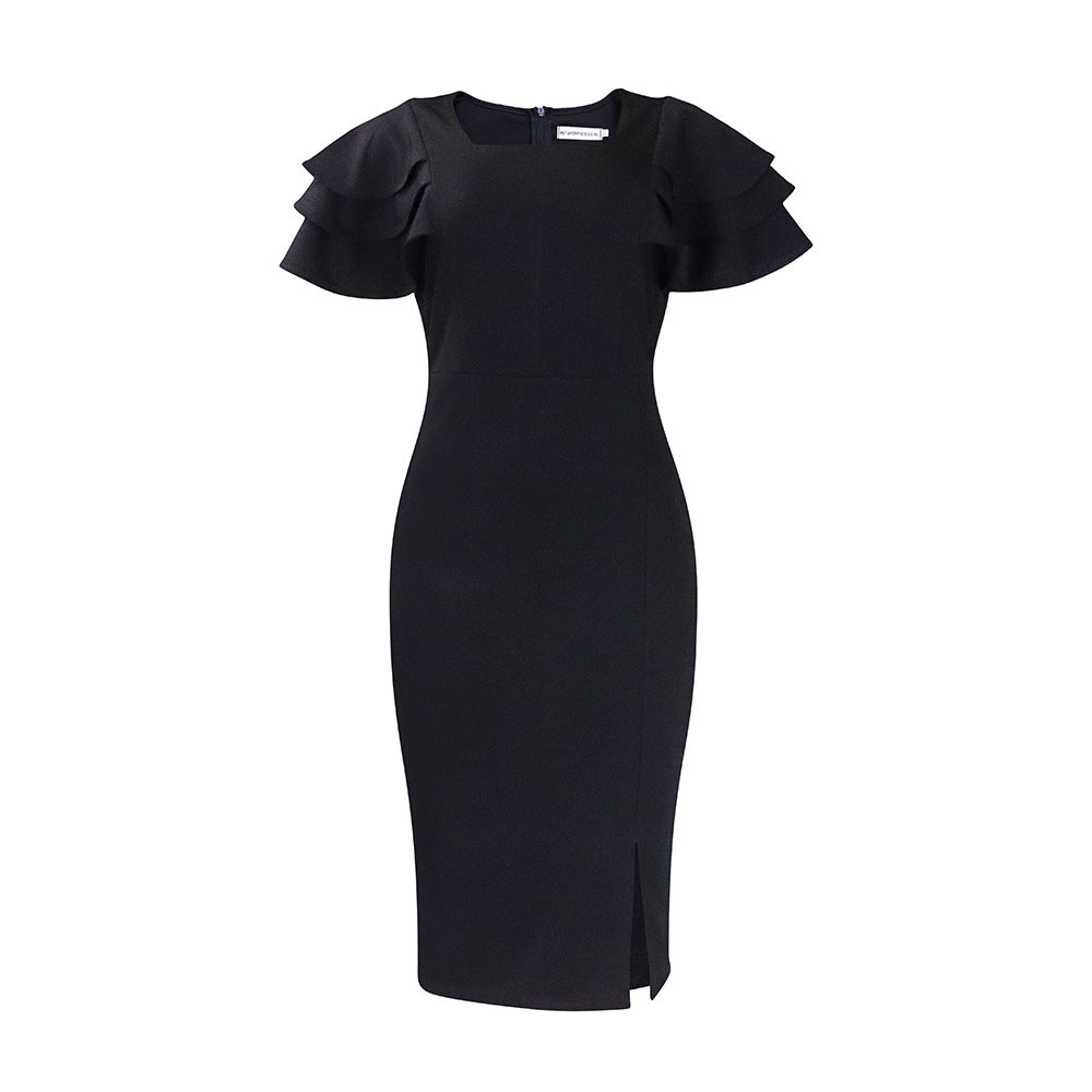 Robe midi femme avec des détails volants élégants Chic und Stil