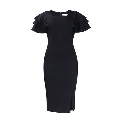 Robe midi femme avec des détails volants élégants Chic und Stil