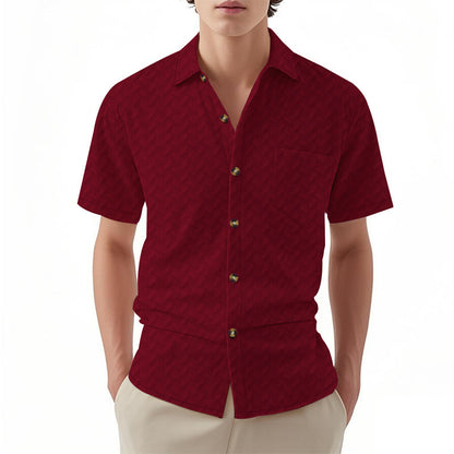 Chemise à manches courtes pour hommes avec design texturé et détail pratique de poche sur la poitrine Chic und Stil