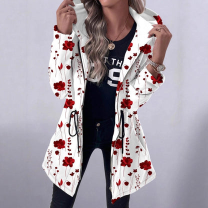 Manteau à capuche et fermeture éclair intégrale pour femmes à imprimé floral Chic und Stil