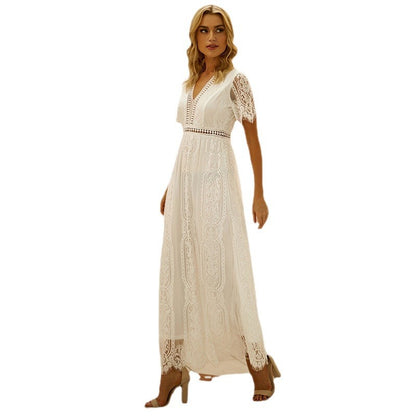 Femmes Élégante Robe Maxi en Dentelle Bohème Chic und Stil