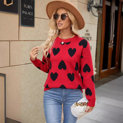 Pull décontracté pour femmes avec motif en cœur et coupe ample Chic und Stil