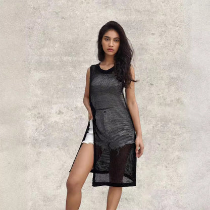 Robe en filet pour femmes avec fentes latérales et coupe décontractée Chic und Stil
