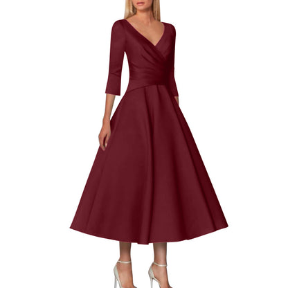 Ladies Elegant Midi Wrap Dress Chic and Style