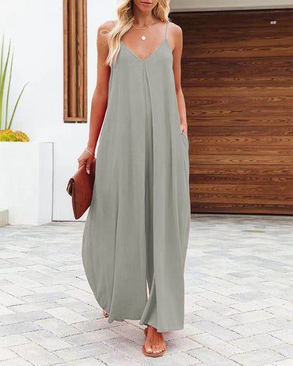 Robe maxi femme avec bretelles réglables et poches latérales Chic und Stil