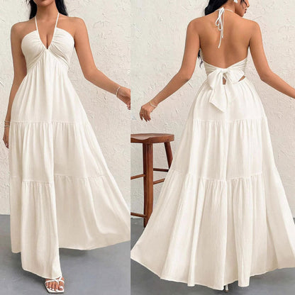 Robe maxi à bretelles pour dames avec volants Chic und Stil