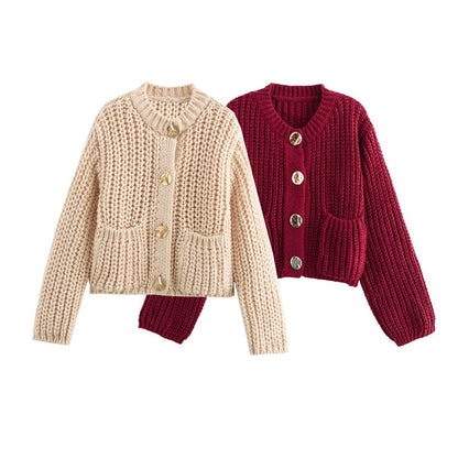Pull femme en tricot épais avec des détails modernes Chic und Stil