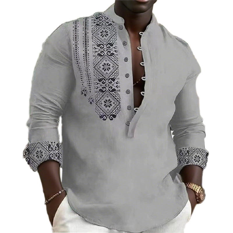 Hommes Chemise à manches longues tendance avec des motifs ethniques élégants Chic und Stil