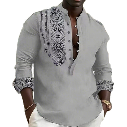 Hommes Chemise à manches longues tendance avec des motifs ethniques élégants Chic und Stil