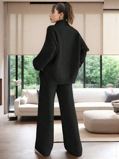 Pullover en tricot doux pour femmes avec col montant moderne et coupe ample Chic und Stil