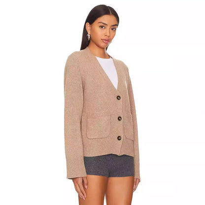 Dames cardigan stylé avec décolleté en V et poches pratiques Chic und Stil