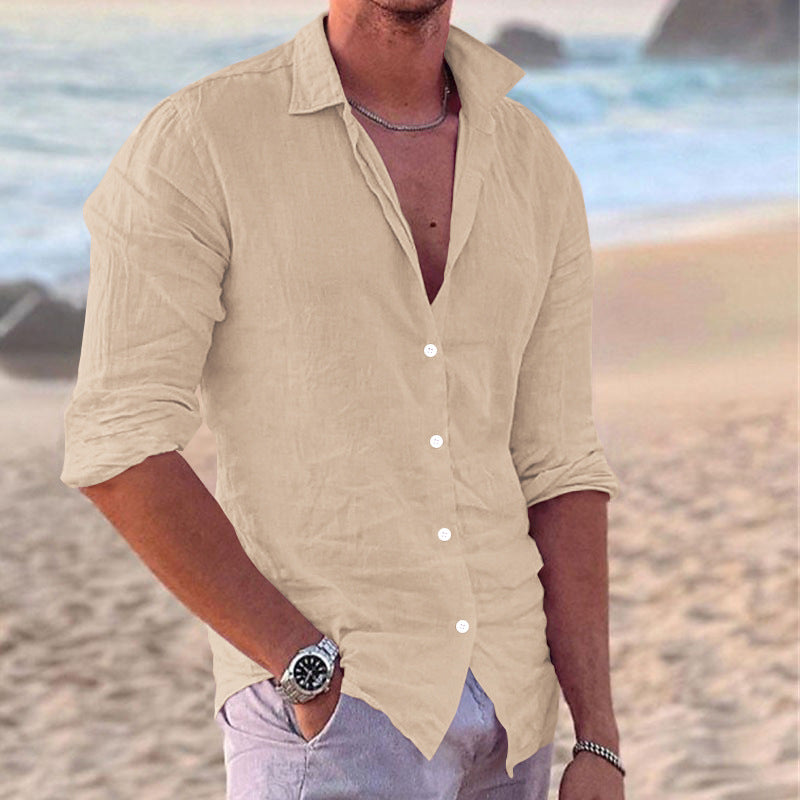 Hommes Chemise Décontractée Légère en Lin Boutonnée Chic und Stil
