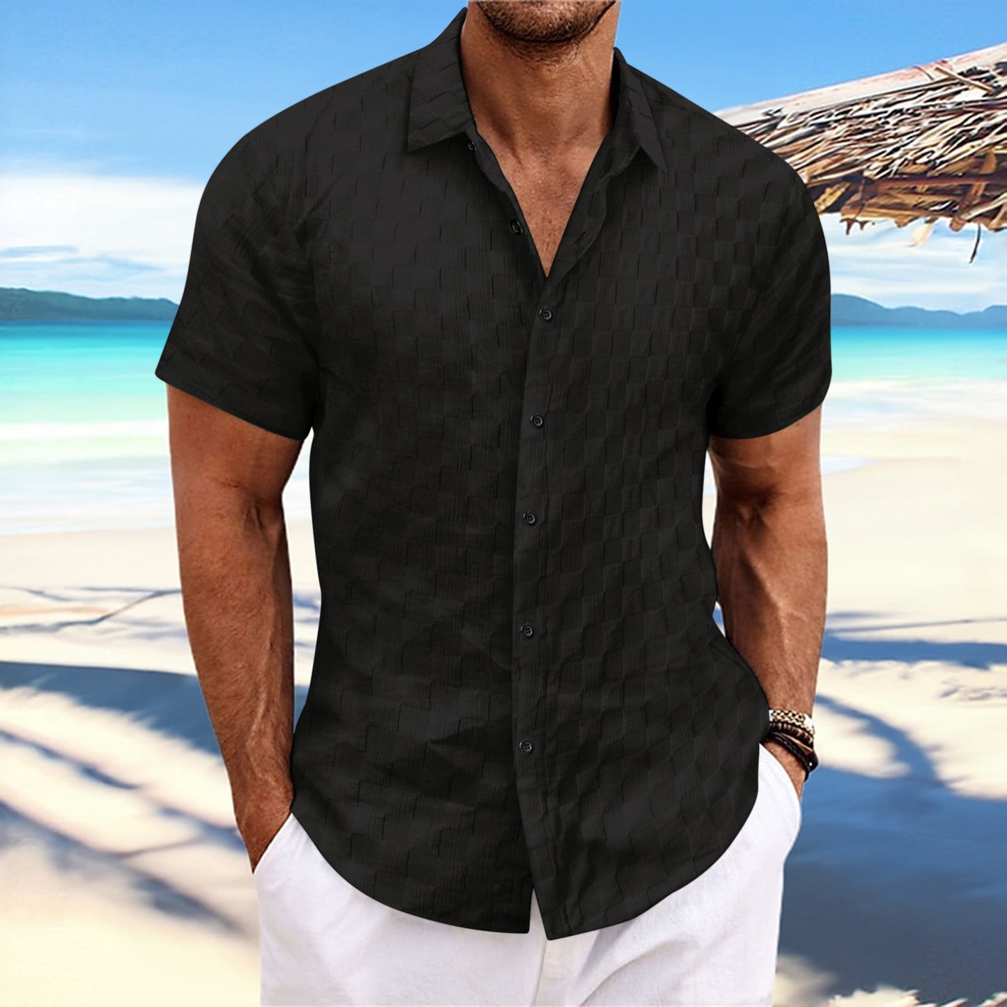 Chemise de loisirs à manches courtes structurée pour hommes Chic und Stil