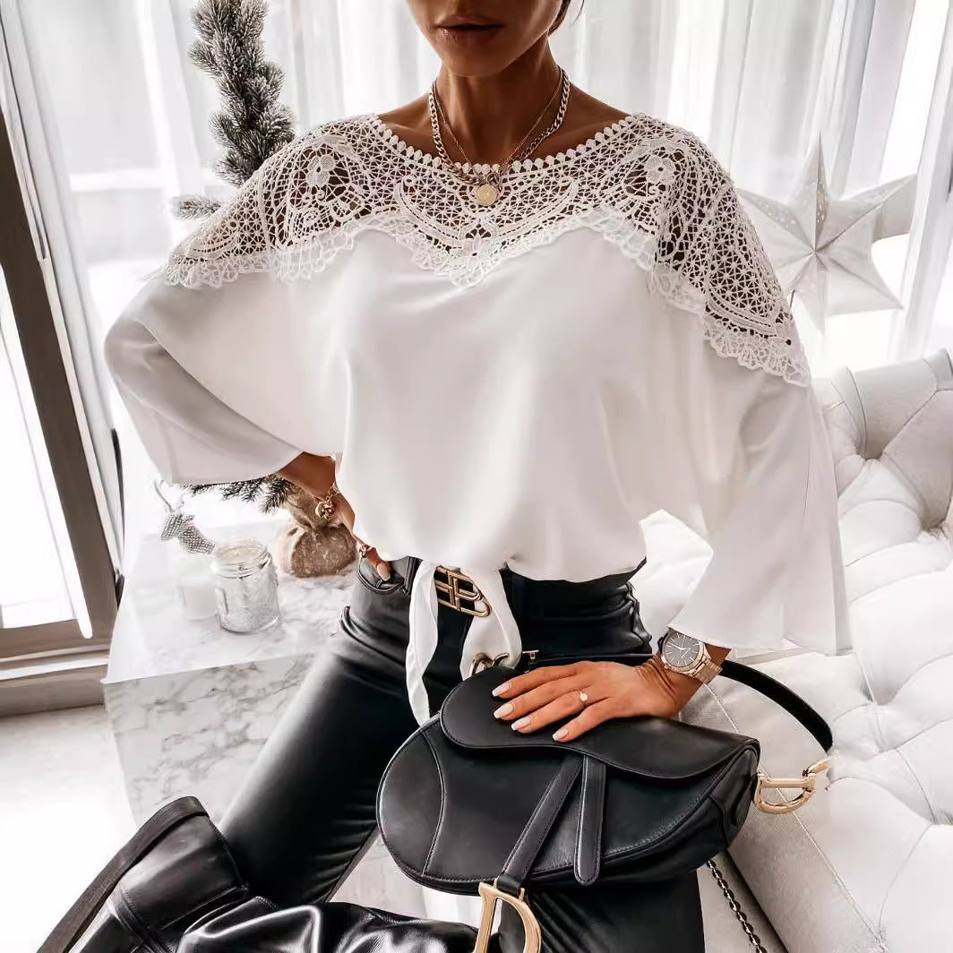 Dames Élégante blouse avec partie en dentelle Chic und Stil