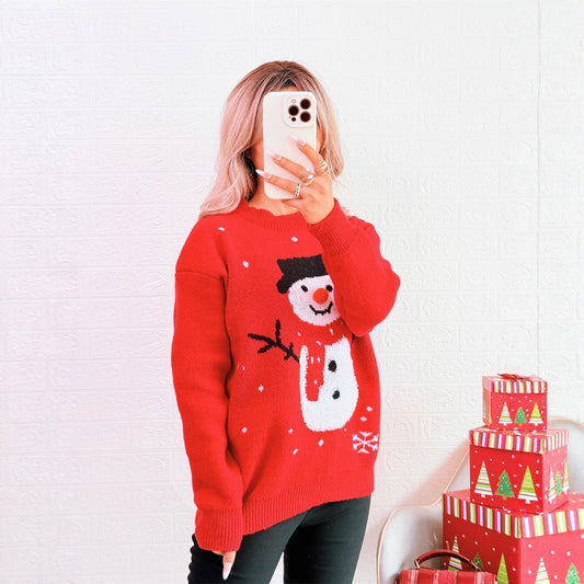 Pull féminine de Noël avec motif de bonhomme de neige festif et coupe confortable Chic und Stil