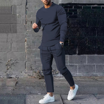 Men's Long Sleeve Sporty Top with Practical Jogging Pants Chic and Style
