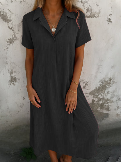 Robe maxi décontractée pour femmes avec col et manches courtes Chic und Stil