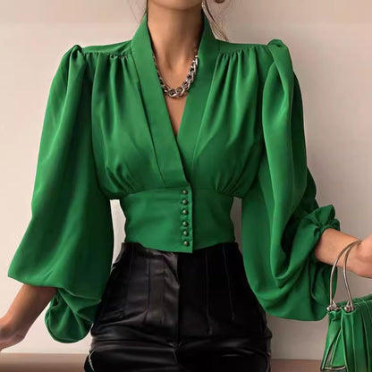 Dames Élégante blouse avec motif géométrique et manches volumineuses Chic und Stil