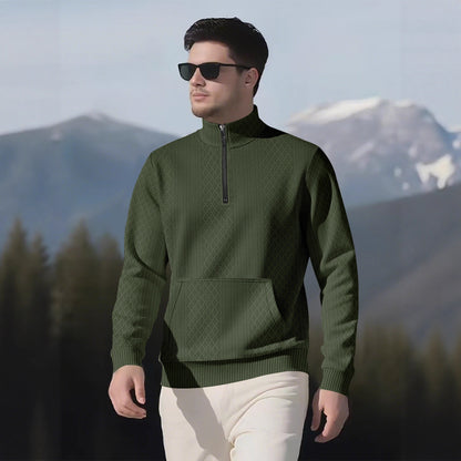 Sporty fleece pullover for men with high collar and zipper Chic und Stil